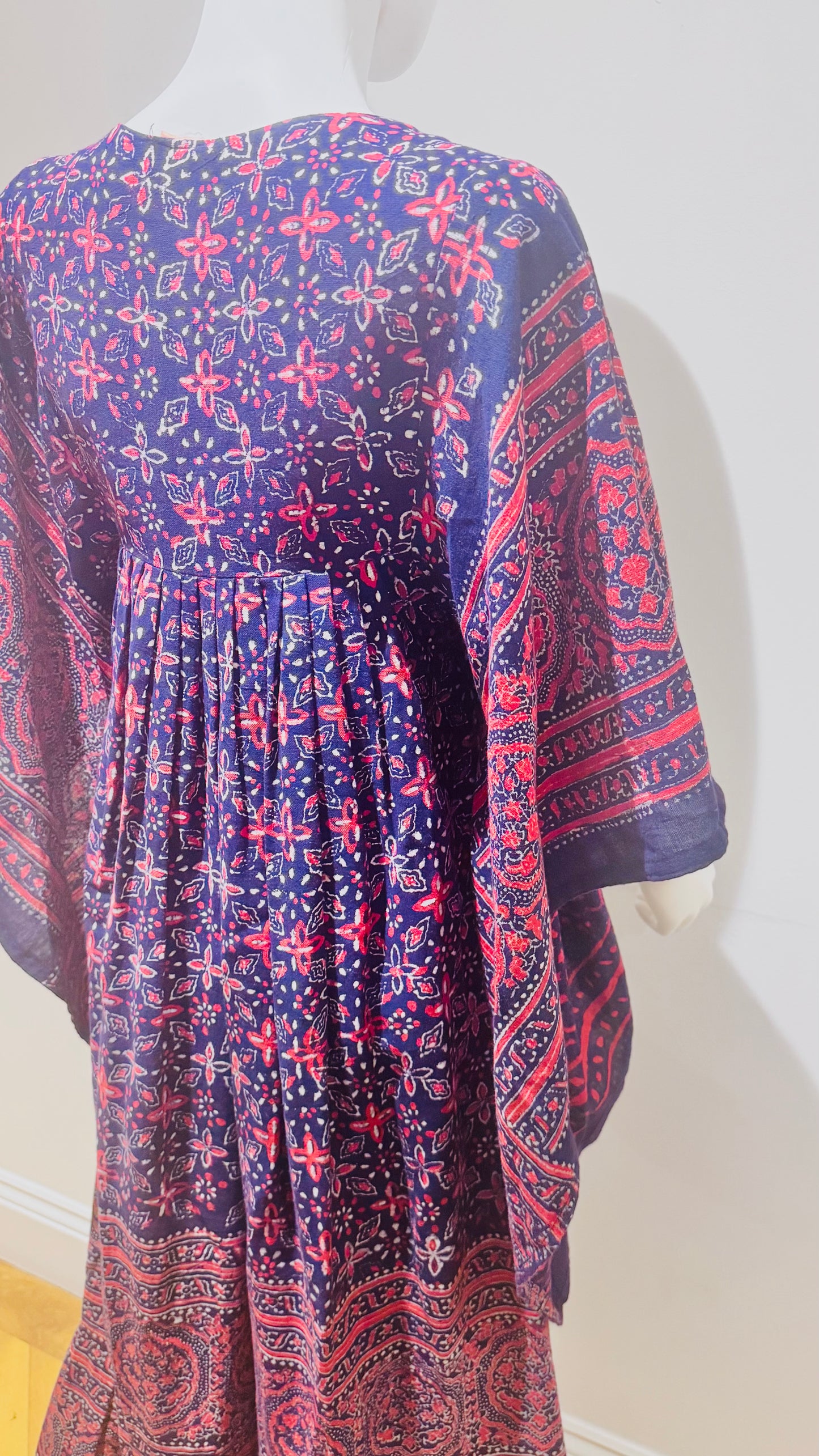 “Mudi” of Carnaby Street Epic Indian Block Print Angel Sleeve Dress