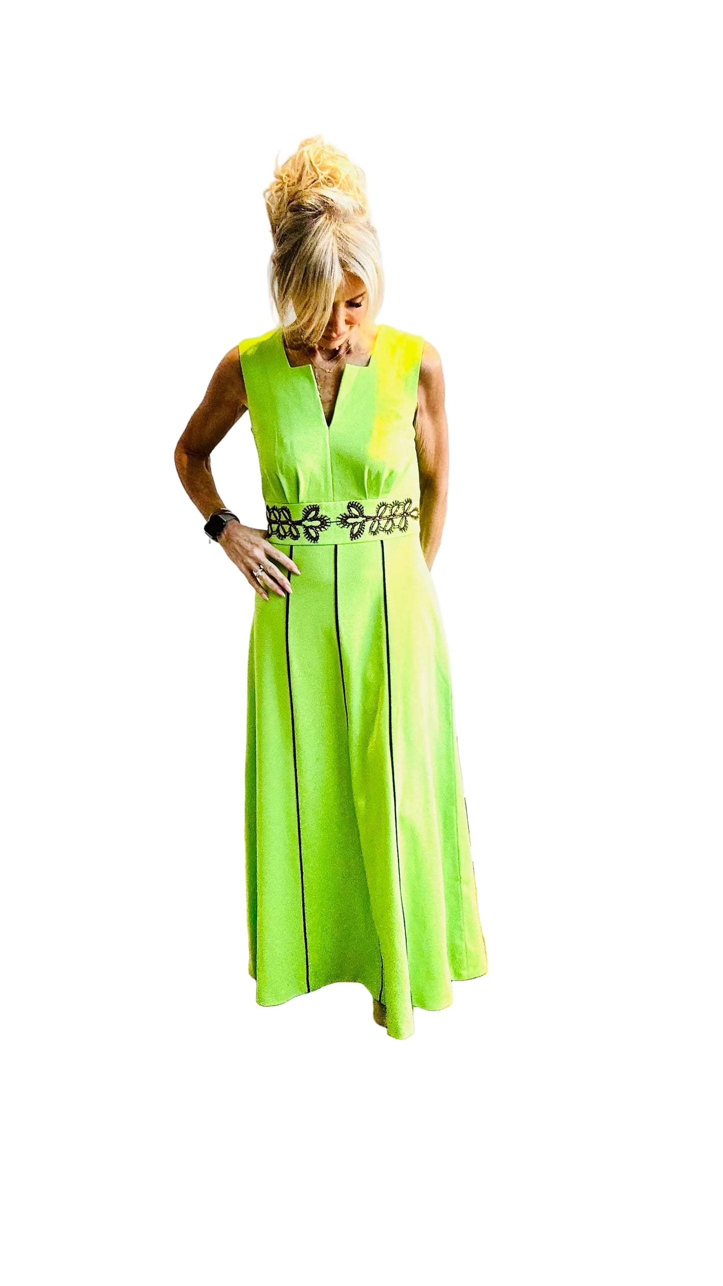 1960’s Lime & Chocolate Maxi Dress