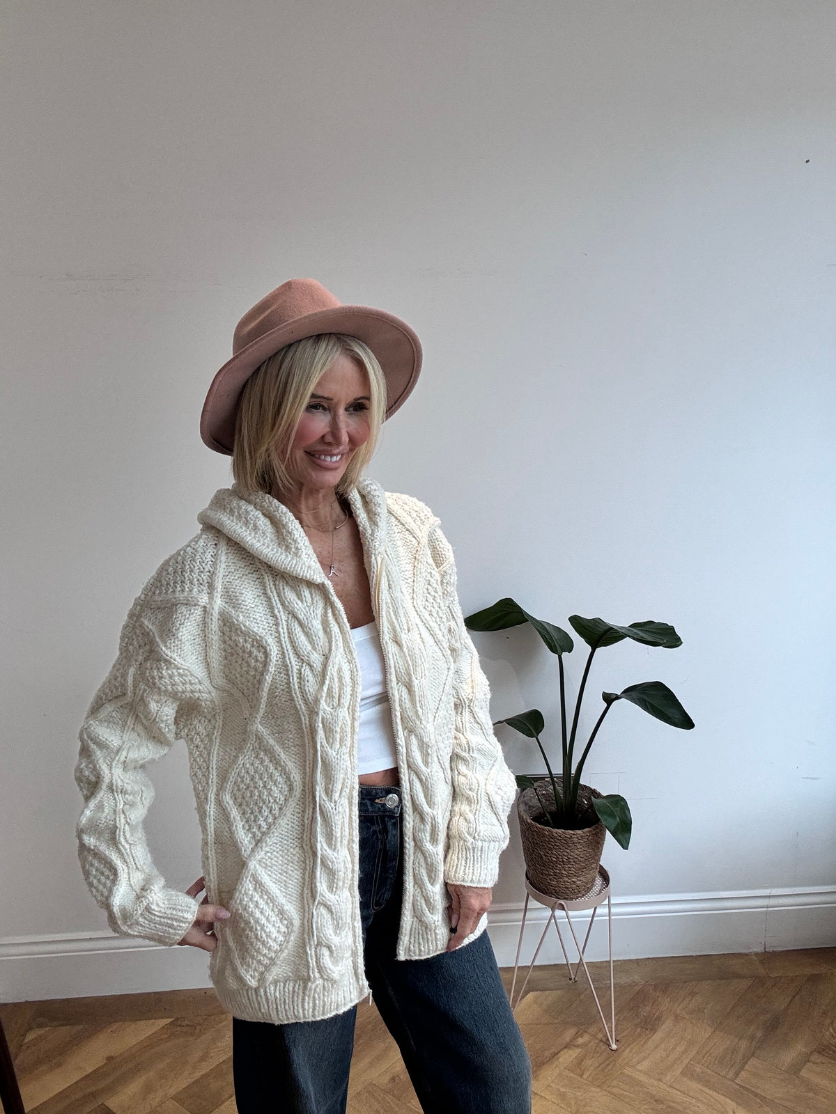 Stunning Vintage Aran Hooded Knit