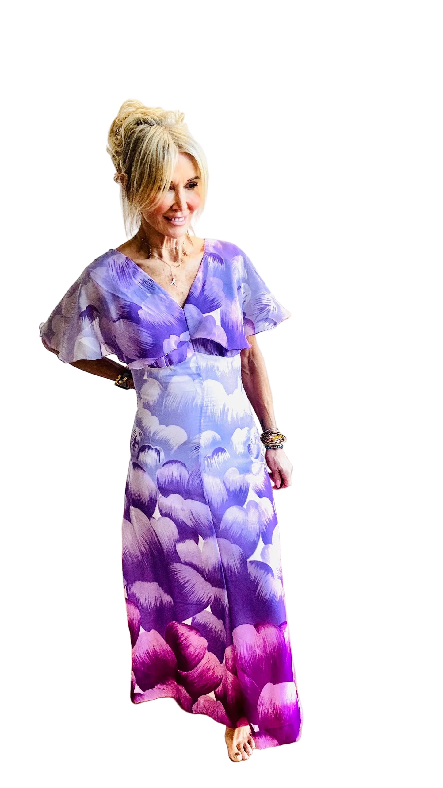 “Modell” Caped Sleeve Maxi Dress