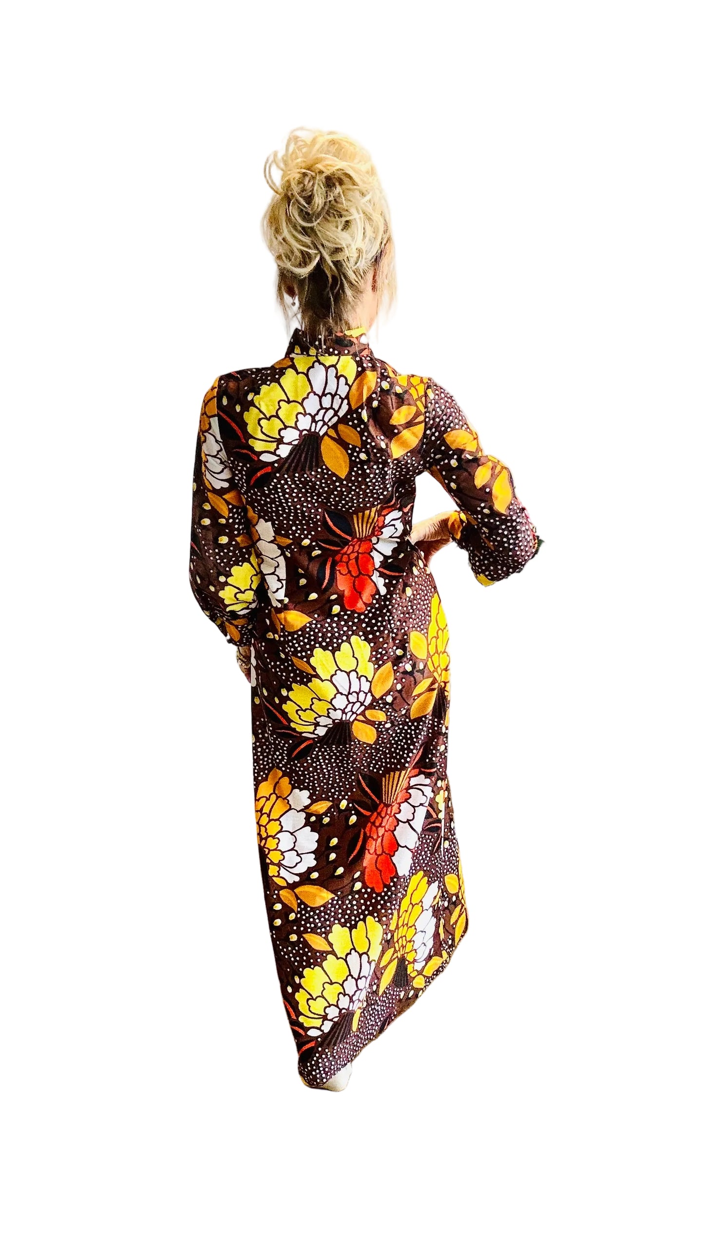 Epic 1970’s Dagger Collar Maxi Dress