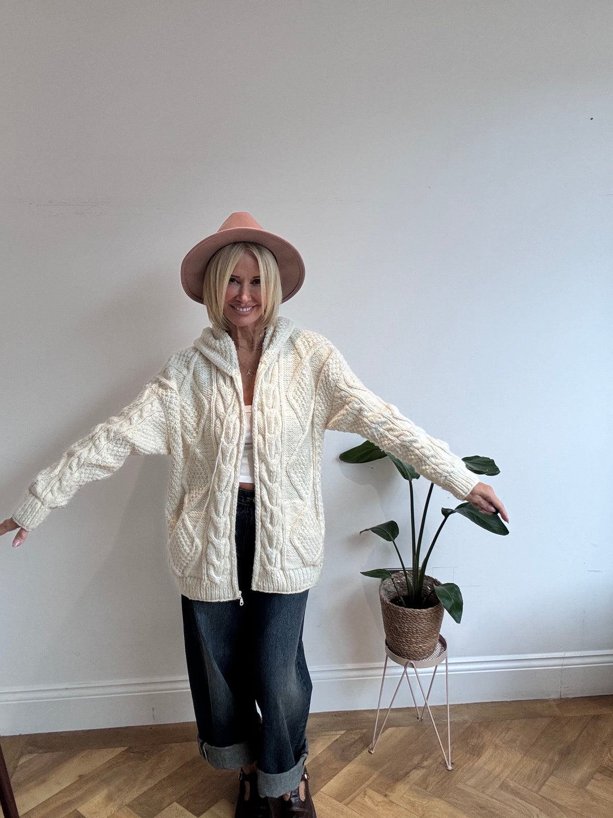 Stunning Vintage Aran Hooded Knit