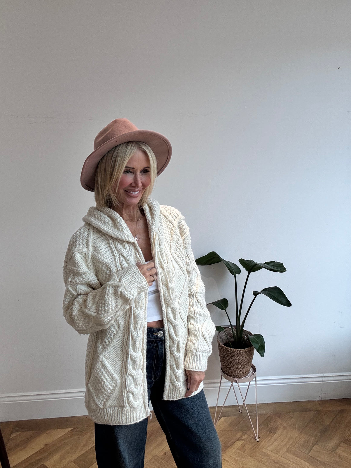 Stunning Vintage Aran Hooded Knit