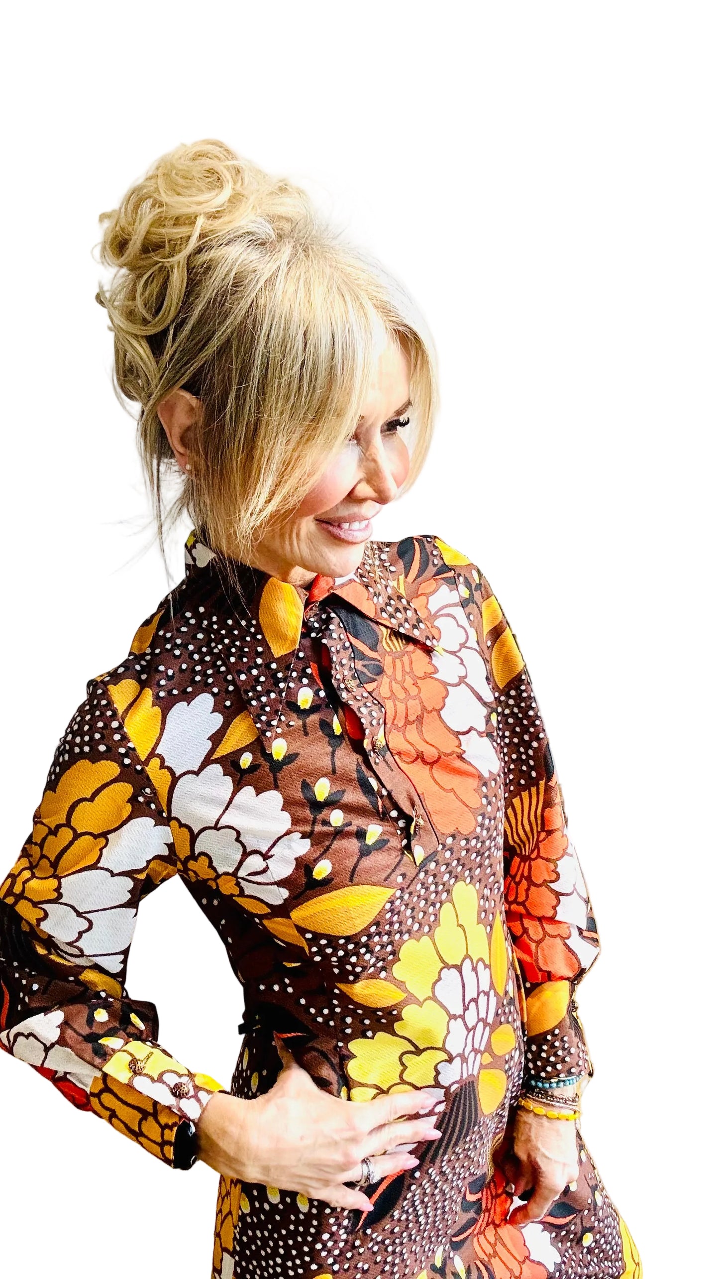 Epic 1970’s Dagger Collar Maxi Dress