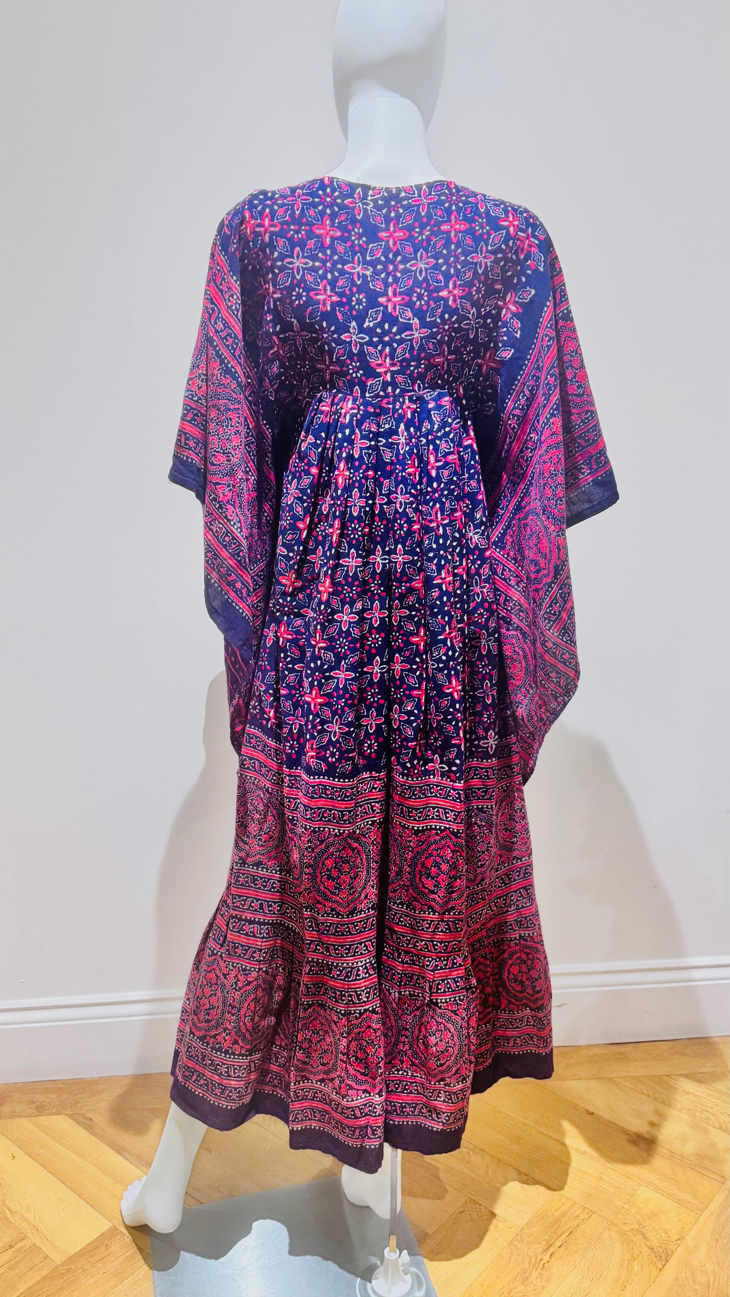 “Mudi” of Carnaby Street Epic Indian Block Print Angel Sleeve Dress