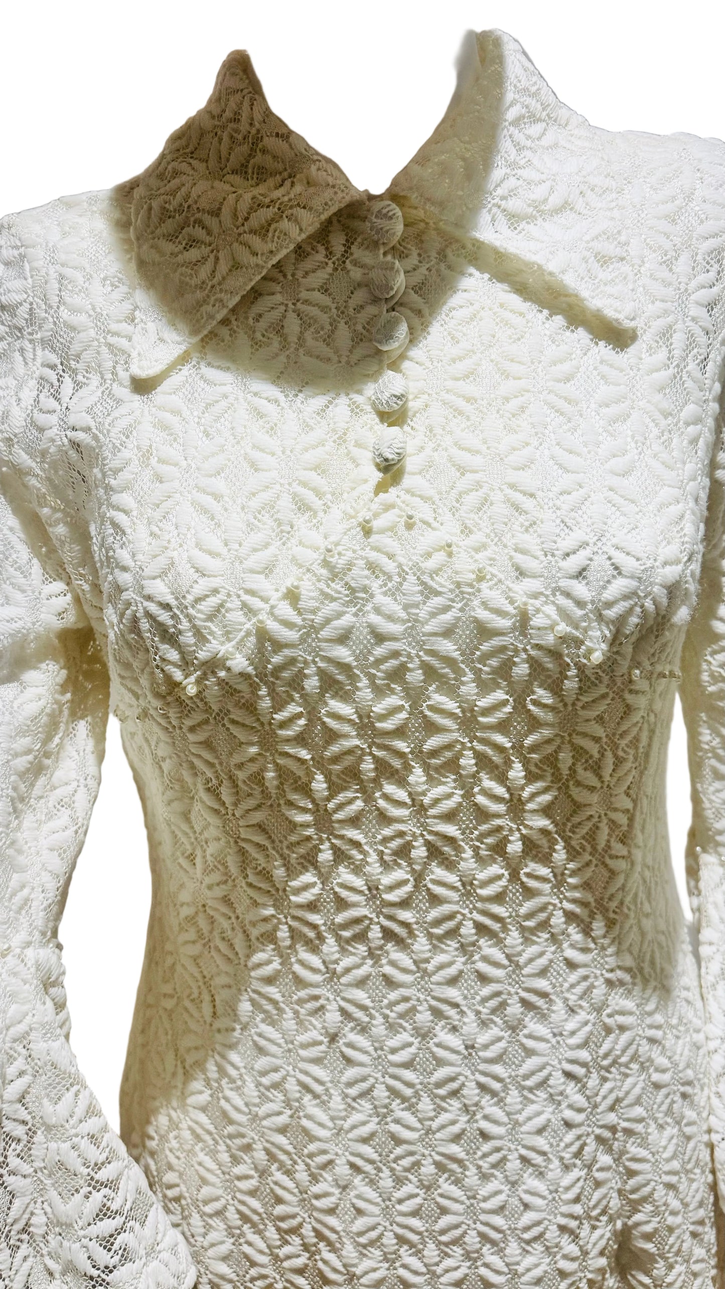 1970’s Lace Dagger Collar Bell Sleeved Maxi