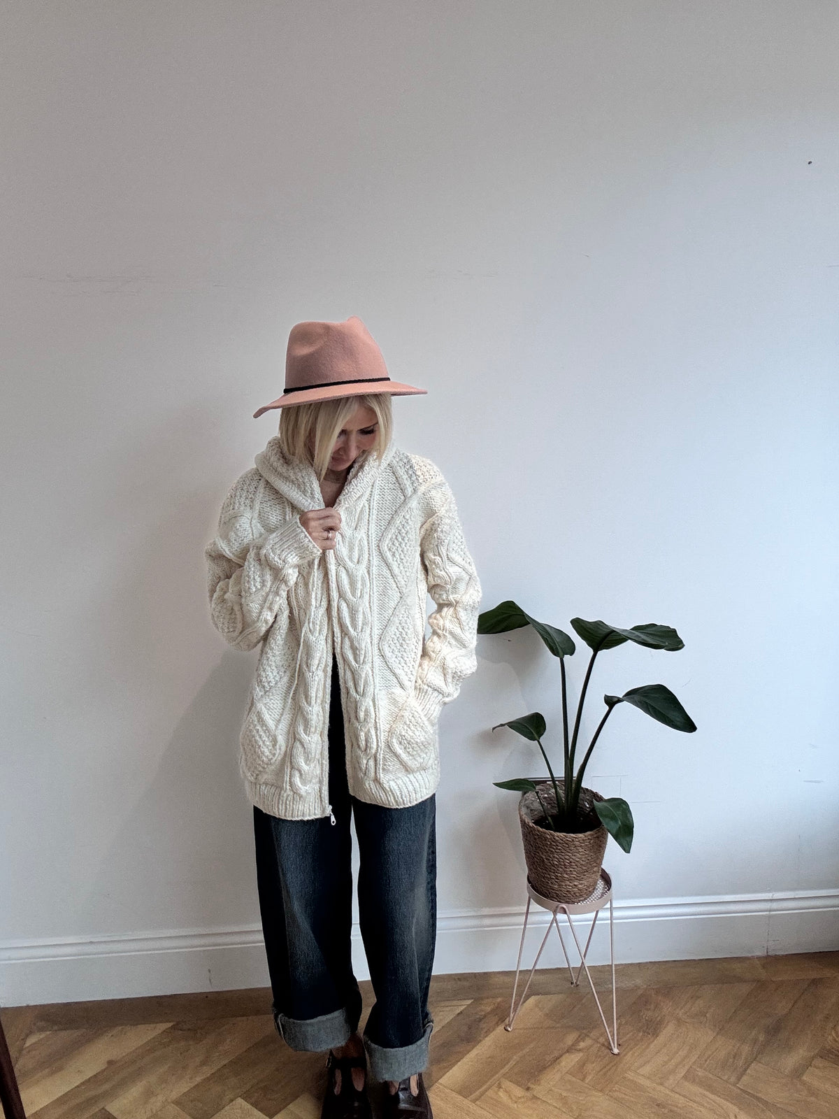 Stunning Vintage Aran Hooded Knit