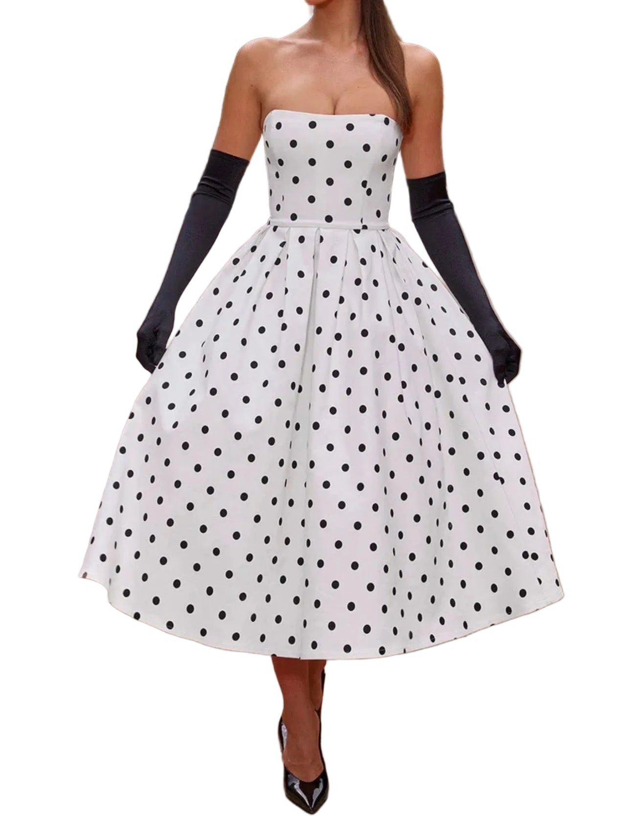 “Edith” Polka Dot Midi Dress