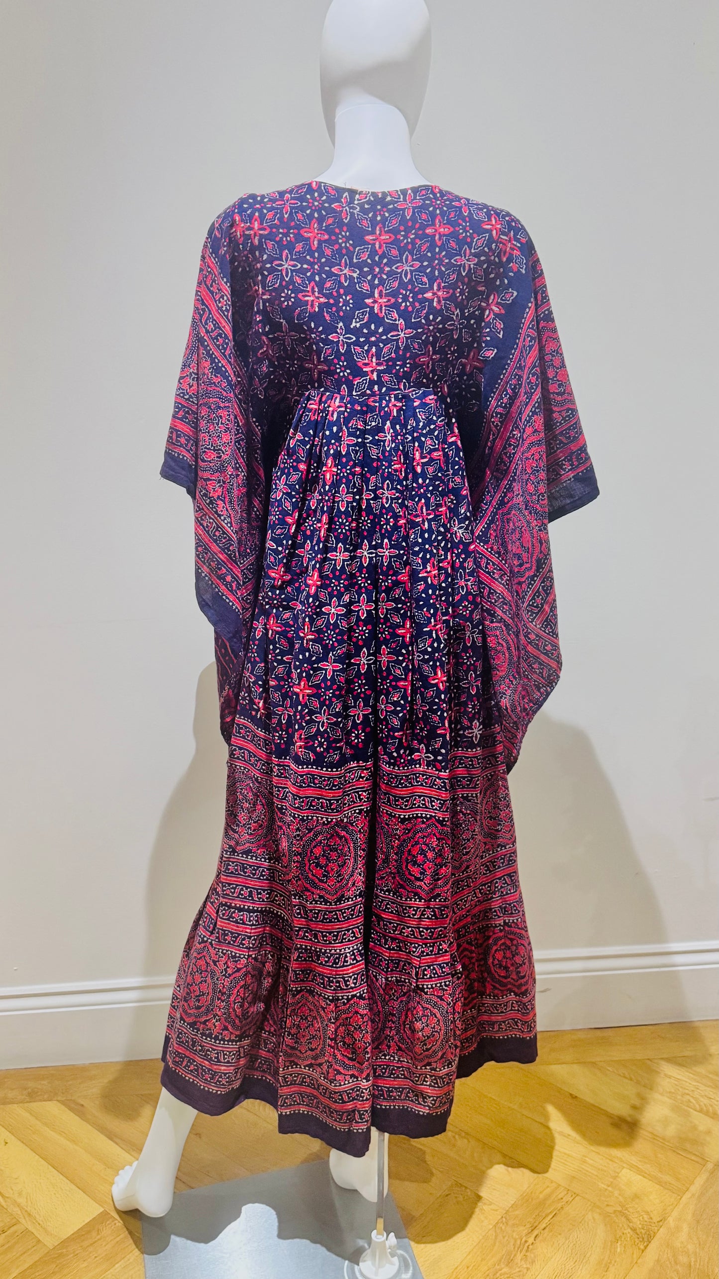 “Mudi” of Carnaby Street Epic Indian Block Print Angel Sleeve Dress