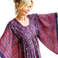 “Mudi” of Carnaby Street Epic Indian Block Print Angel Sleeve Dress