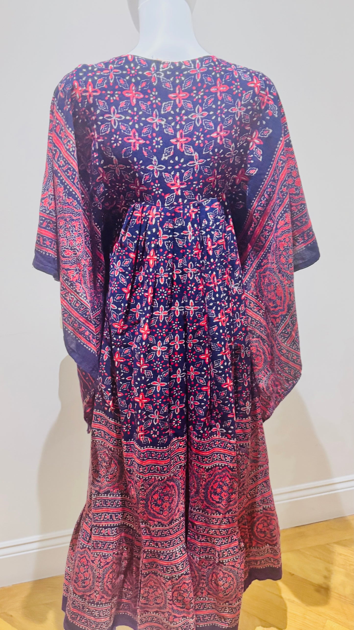 “Mudi” of Carnaby Street Epic Indian Block Print Angel Sleeve Dress