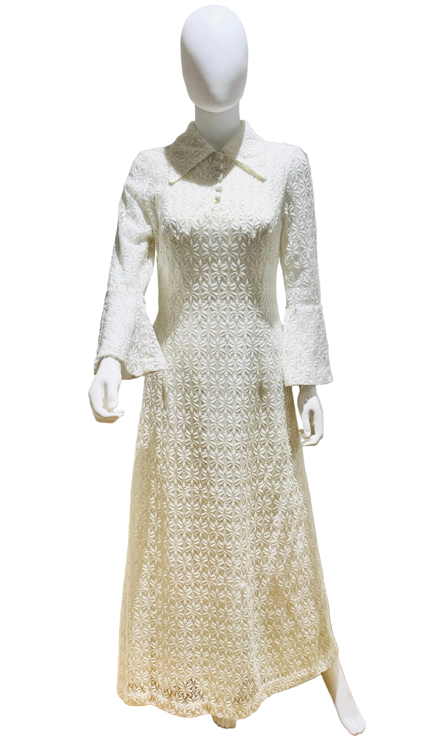 1970’s Lace Dagger Collar Bell Sleeved Maxi
