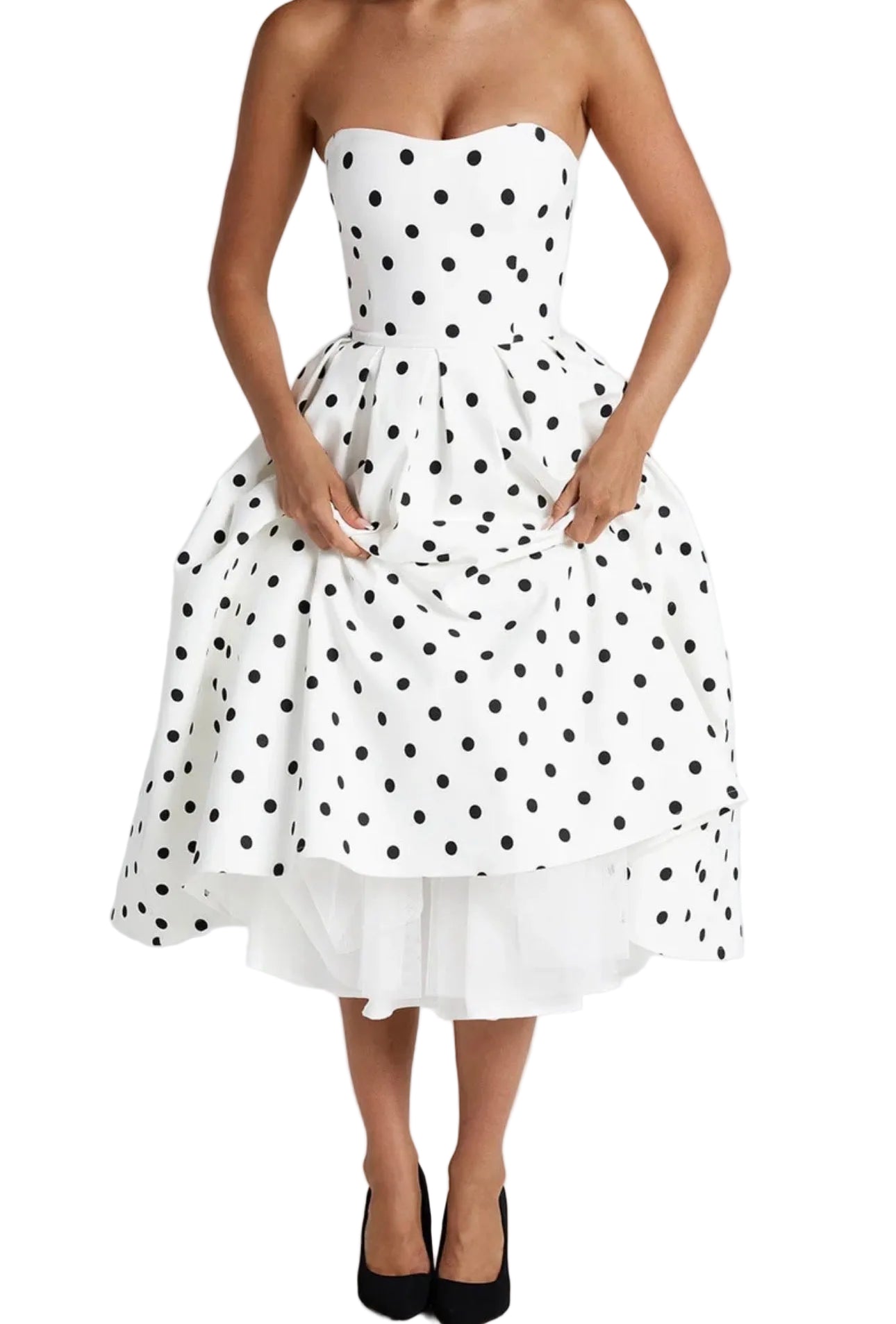 “Edith” Polka Dot Midi Dress