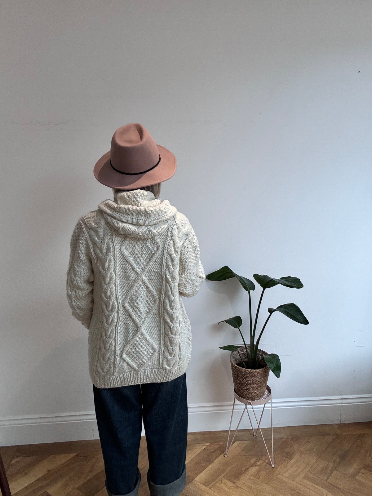 Stunning Vintage Aran Hooded Knit