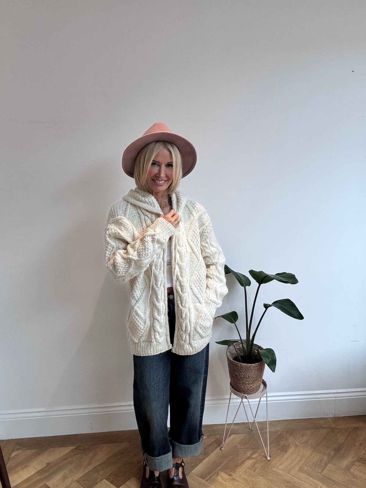 Stunning Vintage Aran Hooded Knit