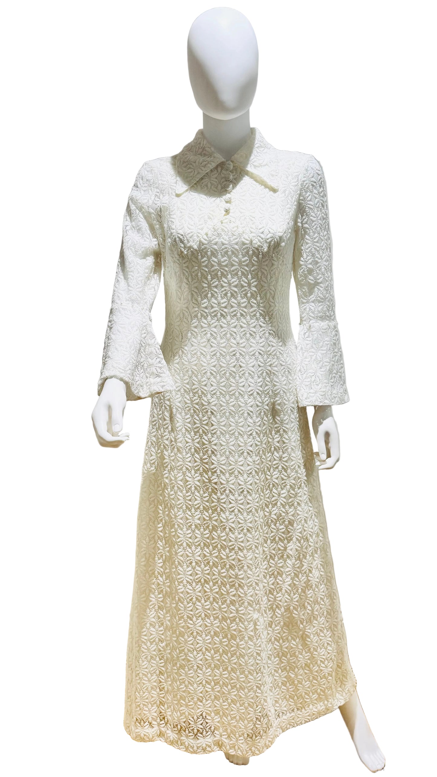 1970’s Lace Dagger Collar Bell Sleeved Maxi