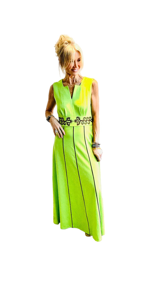 1960’s Lime & Chocolate Maxi Dress