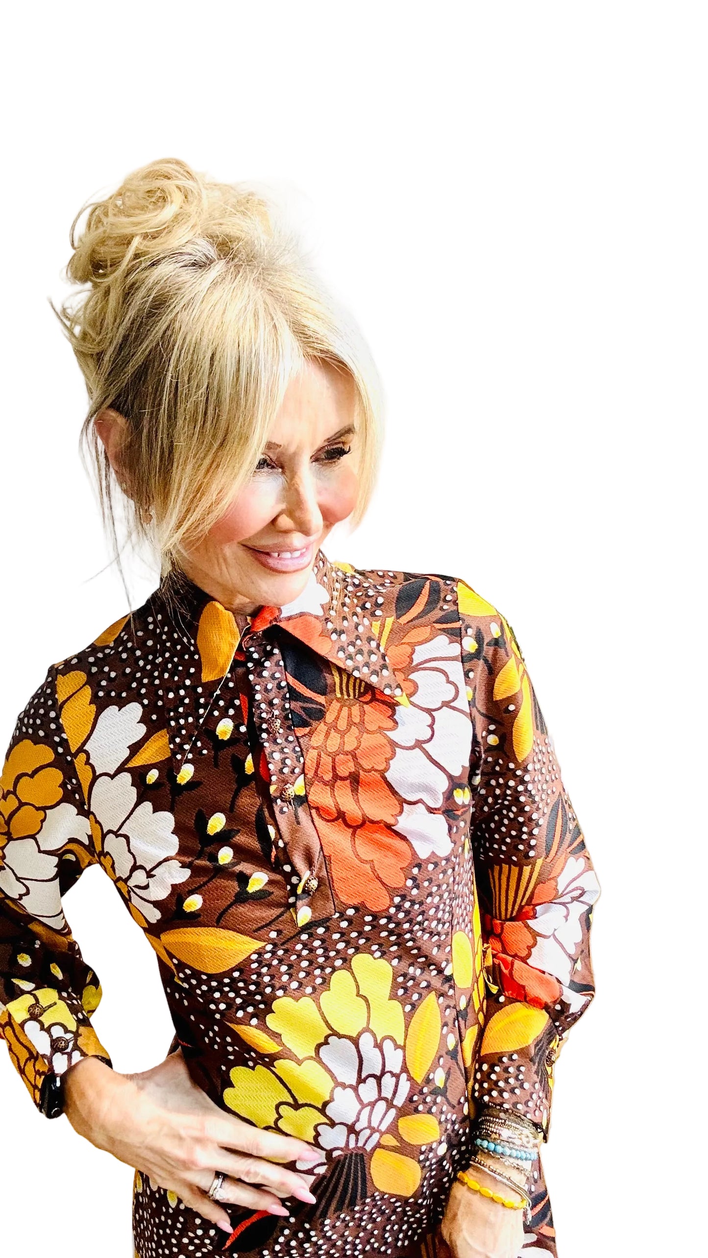 Epic 1970’s Dagger Collar Maxi Dress