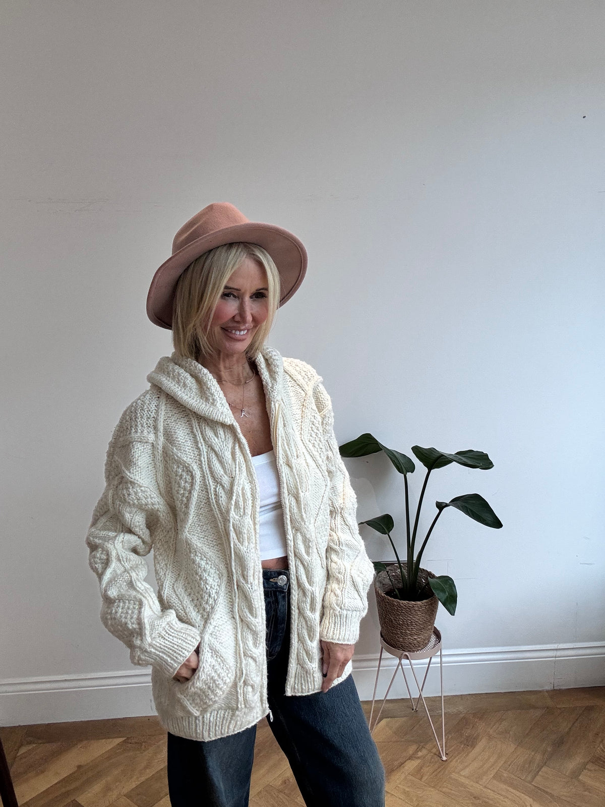 Stunning Vintage Aran Hooded Knit